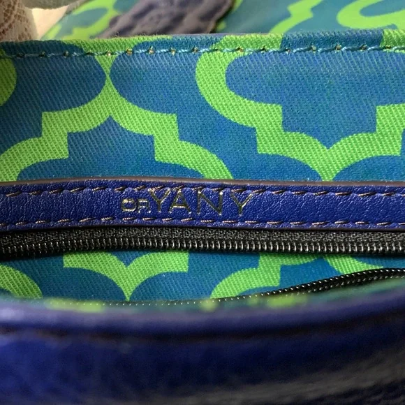 orYANY Embroidered Leather Crossbody/Shoulder HandBag (EUC) Blue/Cream (RARE) - Picture 6 of 14